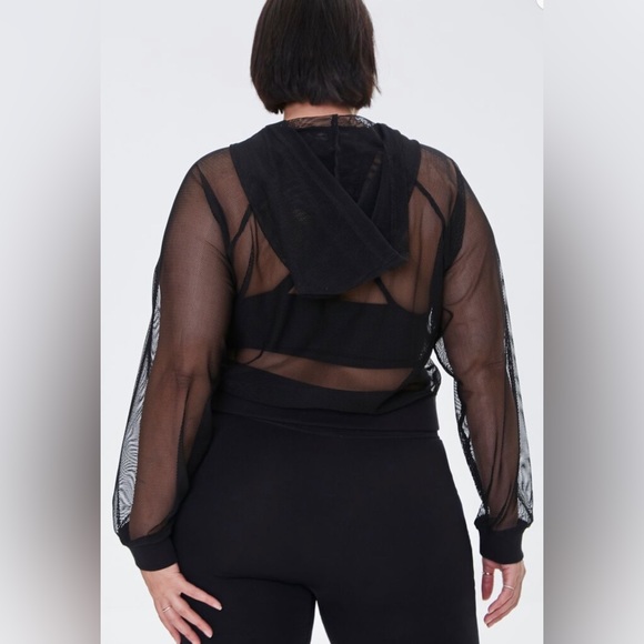 Plus Size Active Sheer Mesh Hoodie (Forever 21) - Picture 6 of 7